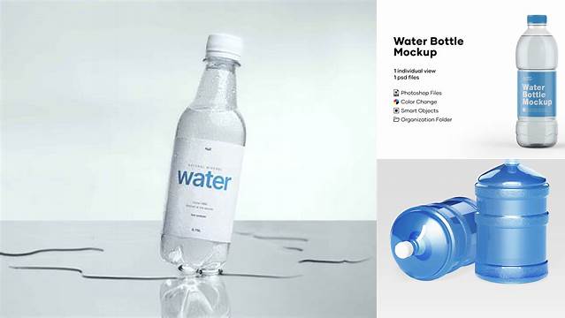 9563+ Plastic Water Bottle PSD Mockup Front View Free Graphic Mockup PSD