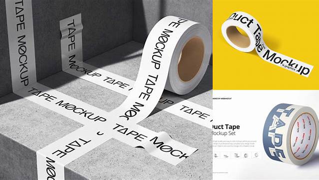 9564+ Glossy Duct Tape PSD Mockup High-Angle Shot Free Smart Object Templates