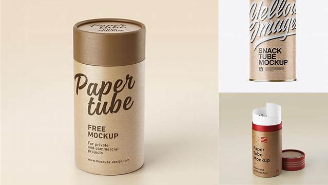 9564+ Kraft Paper Snack Tube PSD Mockup Best for Showcase