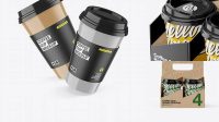 9567+ Glossy Coffee Cup Holder with Glossy Cups PSD Mockup Digital Download