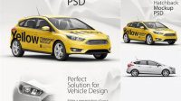 9572+ Hatchback 5-Door HQ PSD Mockup Side View High-End Photoshop Mockup