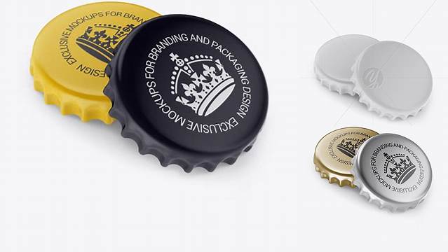 9572+ Two Matte Bottle Caps PSD Mockup Half Side View High-Angle Shot Elegant Free Graphic Resource