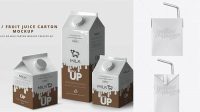 9576+ 200ml Milk Carton Box with Straw PSD Mockup Easy-to-Use PSD Template