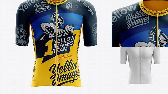 9577+ Men’s Cycling Speed Jersey PSD Mockup Front View Free Design Resource