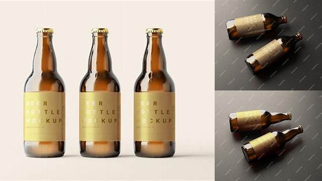 958+ Dark Amber Beer Bottle With Cork PSD Mockup Unique High-Resolution PSD