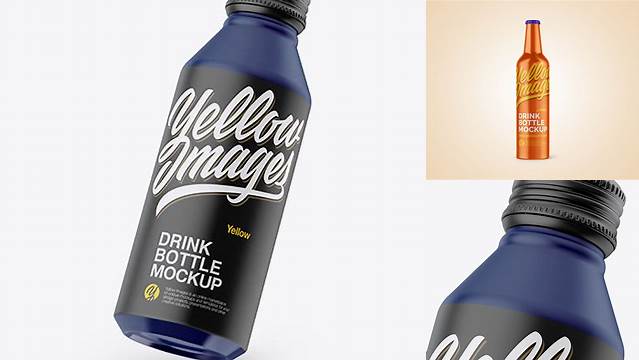 9580+ Slanted Matte Metallic Drink Bottle PSD Mockup Elegant and Versatile PSD Resource