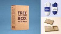 9581+ Kraft Paper Box With Socks PSD Mockup Custom Mockup PSD for Free