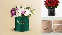 9582+ Round Flower Box PSD Mockup Smart Object PSD Free Resource