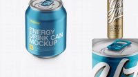 9584+ 250ml Aluminium Metallic Can PSD Mockup High-Angle Shot Custom Mockup PSD for Free