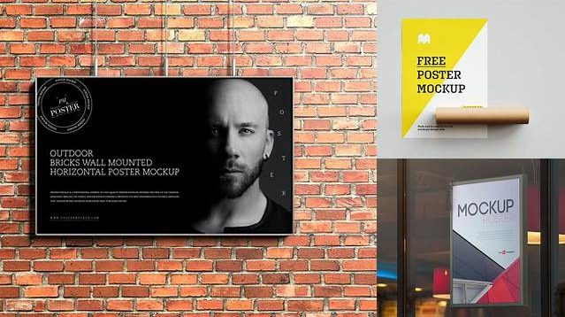 9587+ Horizontal Paper Poster PSD Mockup Smart Object-Based PSD Template Free