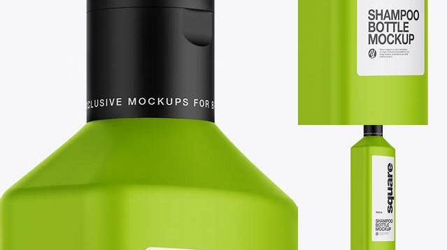 9587+ Matte Square Shampoo Bottle PSD Mockup Half Side View Editable Mockup PSD