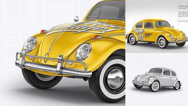 9593+ Volkswagen Beetle PSD Mockup Front View Elegant and Stylish Mockup