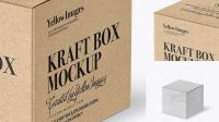 9595+ Kraft Paper Box Halfside View High-Angle Shot Professional Editable Freebie PSD