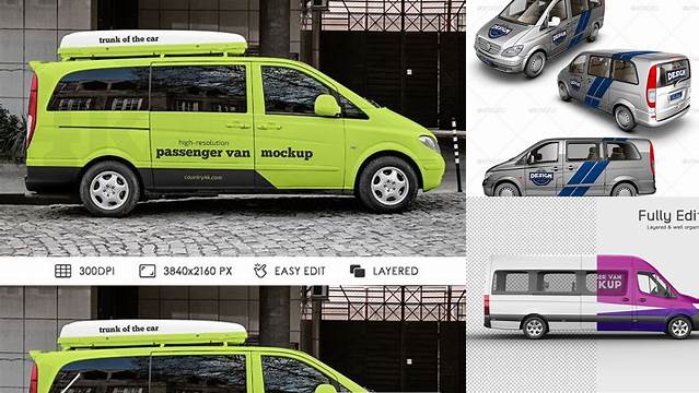 9596+ Passenger Van Mockup Creative PSD Templates