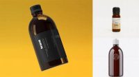 9598+ Amber Bottle with Batcher PSD Mockup Layered Photoshop Template