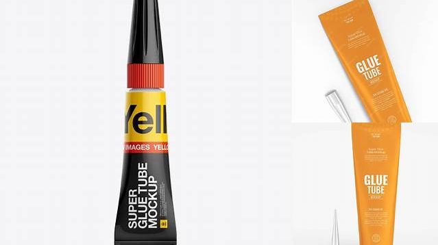 9598+ Super Glue Tube PSD Mockup Front View Smart Layer PSD