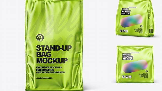 9599+ Metallic Stand-up Bag PSD Mockup Back View Editable Design PSD File