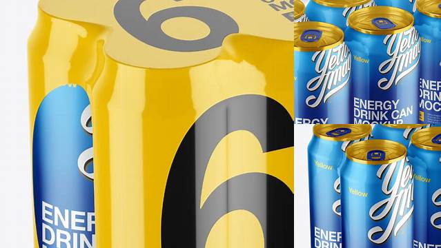 960+ Pack with 6 Alminium Cans PSD Mockup Halfside View Digital Photoshop Free Mockup