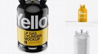 9601+ Glossy LP Gas Cylinder PSD Mockup Front View High-Angle Shot Exclusive Digital PSD Resource