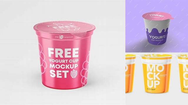 9603+ Yoghurt Cup PSD Mockup High-Angle Shot Creative Photoshop Resources