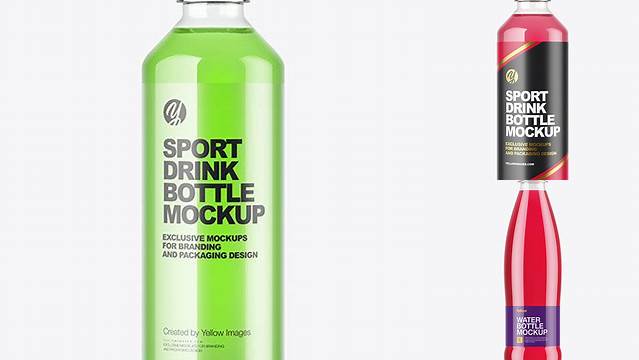 9604+ Clear PET Bottle with Soft Drink & Sport Cap PSD Mockup Premium Quality PSD Freebie