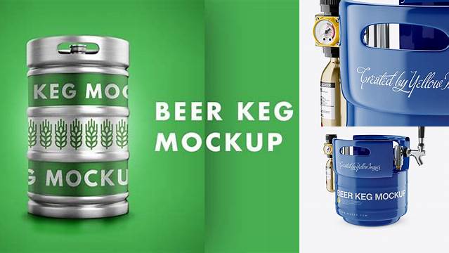 9604+ Glossy Beer Keg PSD Mockup Half Side View Unique High-Resolution Design Freebie