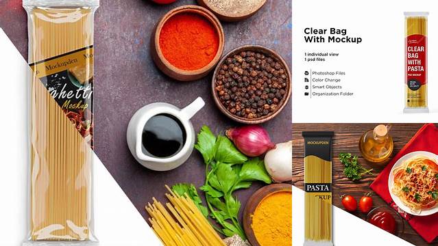 9608+ Spaghetti Package PSD Mockup Easy-to-Use PSD Template