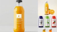 961+ Clear Glass Bottle With Peach Juice PSD Mockup Unique High-Resolution PSD