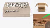 961+ Square Kraft Box PSD Mockup Front View High Angle Shot Download Free Premium Design PSD