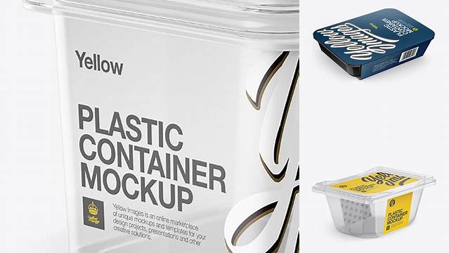 9615+ Clear Plastic Container PSD Mockup Half Side View High-Angle Shot High-End Photoshop Mockup