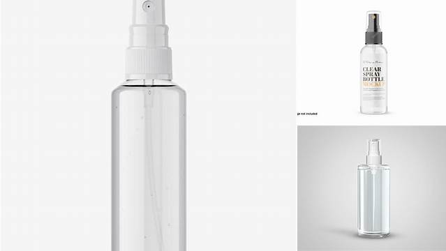 9619+ Clear Sprayer Bottle with Metallic Cap PSD Mockup Download Free Editable PSD Template