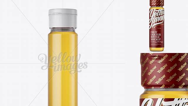 962+ Clear Glass Fruit Liqueur Bottle PSD Mockup Exclusive Free Photoshop Mockup