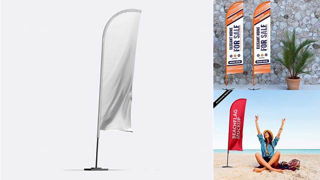 9624+ Beachflag Mockup PSD Download