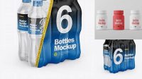 9625+ Transparent Pack with 4 Plastic Bottles PSD Mockup Half Side View Easy-to-Edit Photoshop Freebie