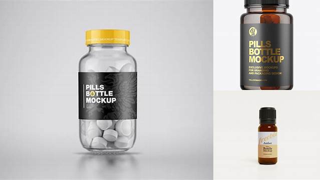 9630+ Frosted Amber Pills Bottle PSD Mockup Custom Mockup PSD for Free