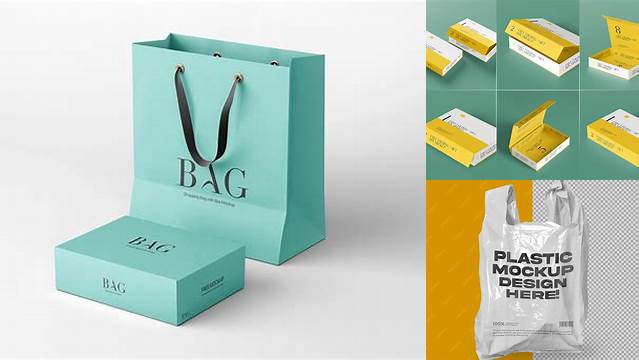 9634+ Box with 6 Bags PSD Mockup Versatile Photoshop File