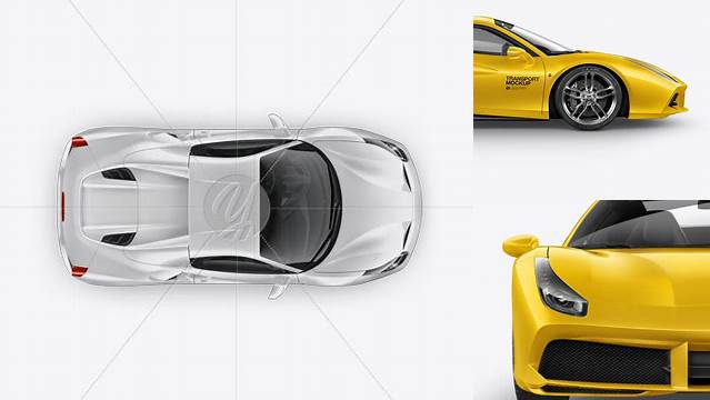 9634+ Ferrari 488 PSD Mockup Top view PSD for Creative Projects