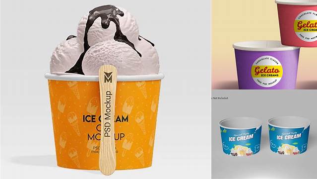 9636+ Two Matte Ice Cream Cups PSD Mockup Photoshop PSD Free for Designers