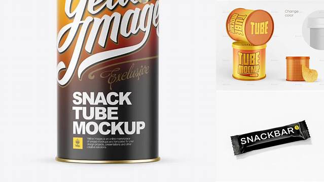 9641+ Medium Matte Snack Tube PSD Mockup Front View Free Mockup Templates