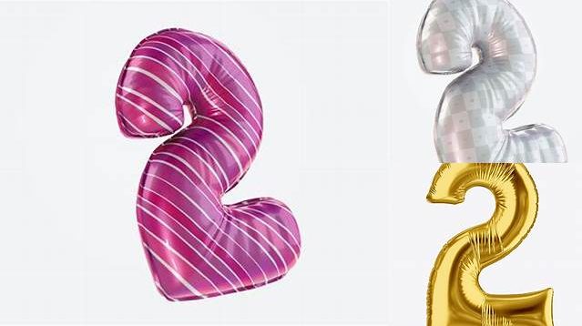 9643+ Number 2 Foil Balloon PSD Mockup Smart PNG Image