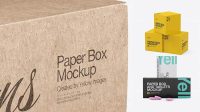 965+ Two Paper Boxes PSD Mockup Half Side View High-Angle Shot Smart Object Free Photoshop File