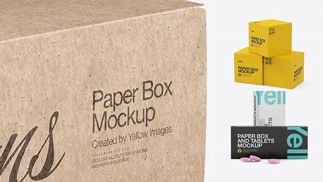 965+ Two Paper Boxes PSD Mockup Half Side View High-Angle Shot Smart Object Free Photoshop File