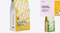 9652+ Matte Coffee Bag with a Tin-Tie PSD Mockup Halfside View Advanced and Editable PSD Template Free