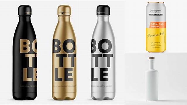 9655+ 500ml Bottle with Matte Label PSD Mockup Unique Free Photoshop Files