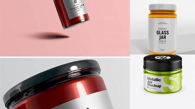 9656+ Glossy Jar PSD Mockup High-Angle Shot Download Professional PSD