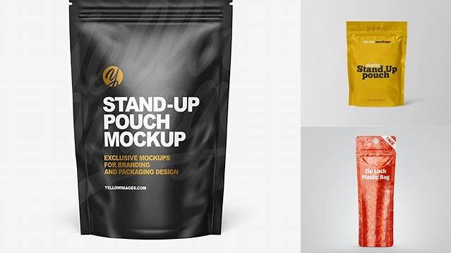 9657+ Matte Stand Up Pouch with Zipper PSD Mockup Front View Digital Resource Free Download