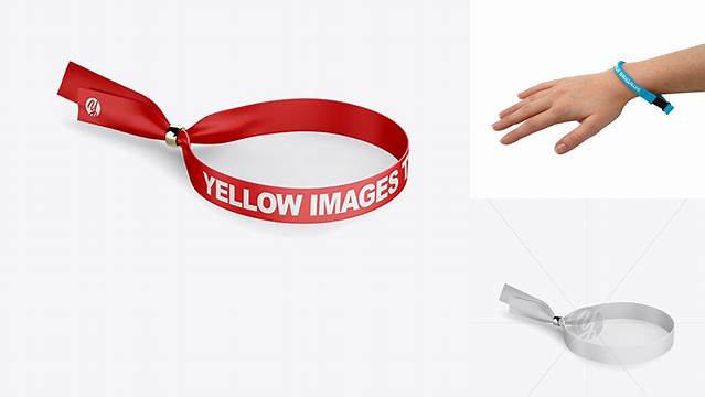 9661+ Polyester Wristband PSD Mockup Half Side View High Angle Shot High-Quality Digital Mockup Resource