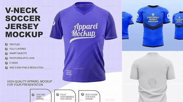 9665+ Men’s V-neck Football Jersey PSD Mockup Back View Photoshop PSD Free for Designers