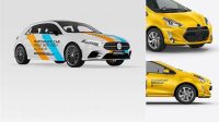 9667+ Hybrid Hatchback Car PSD Mockup Half Side View Advanced Editable Template Free