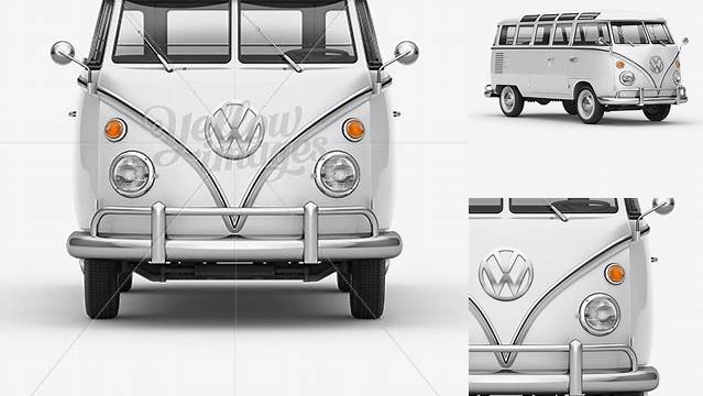 9668+ Volkswagen Transporter T1 PSD Mockup Front View Custom Graphic Resource Free Download